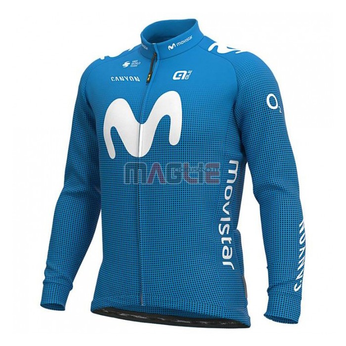 Maglia Movistar Manica Lunga 2020 Blu